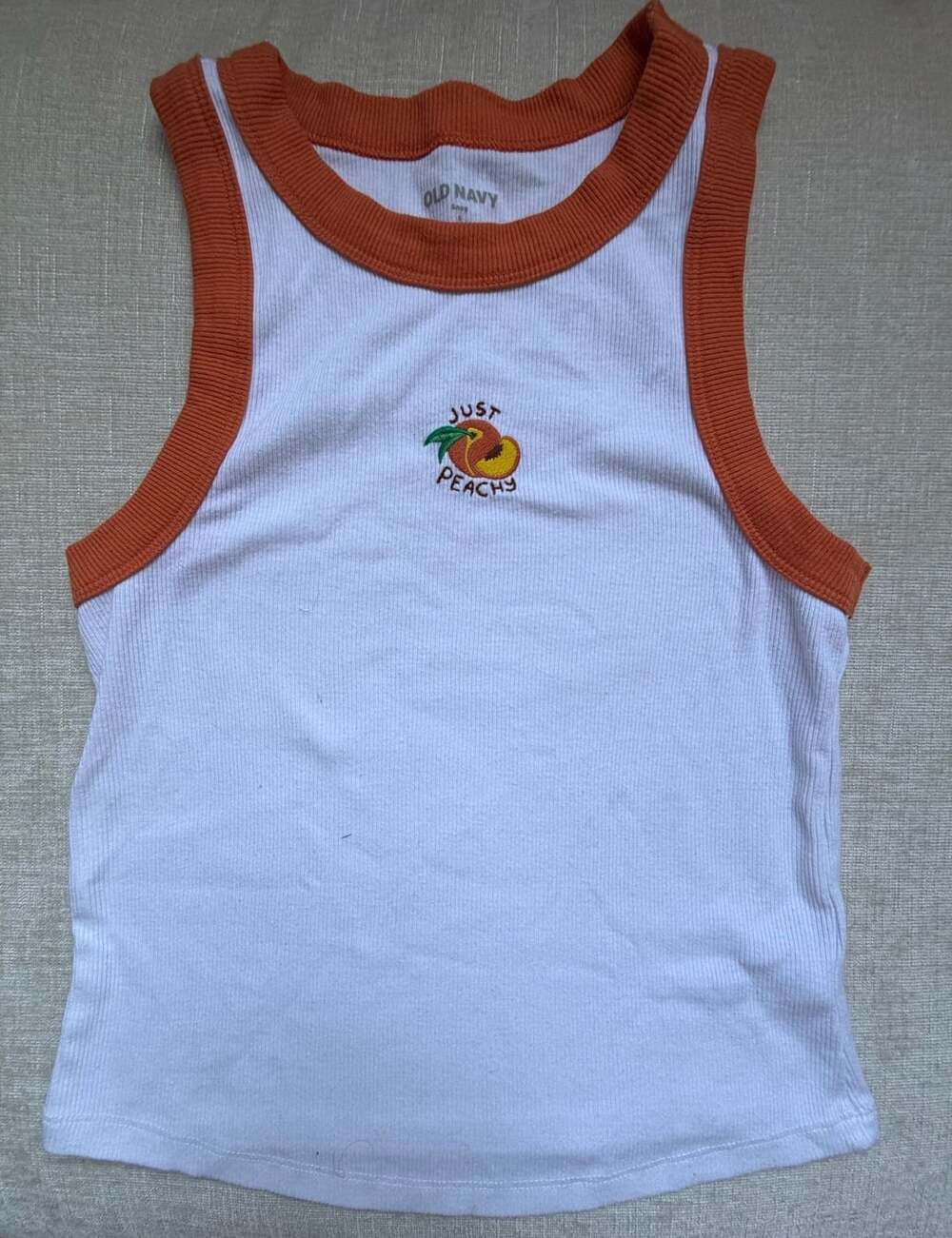 Old Navy Just Peachy Orange White Ringer Tank Top Womens S